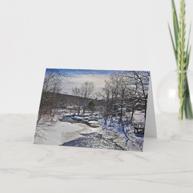 Tarjeta Festiva Otter Brook Winter Scene (Anverso)