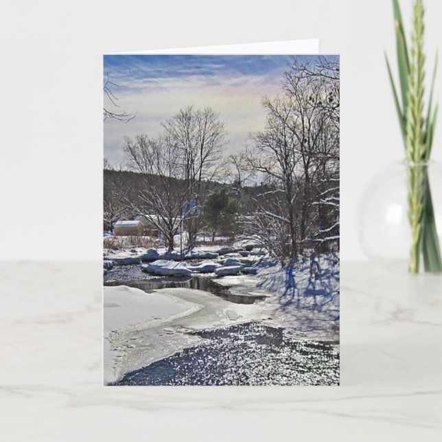 Tarjeta Festiva Otter Brook Winter Scene (Anverso)