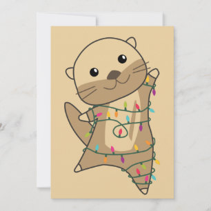 Tarjeta Festiva Otter Christmas Snow Winter Animals Otter Holiday 