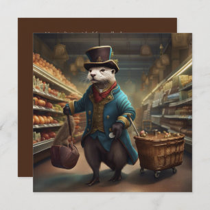 Tarjeta Festiva Otter disfrazado en el supermercado SqGC