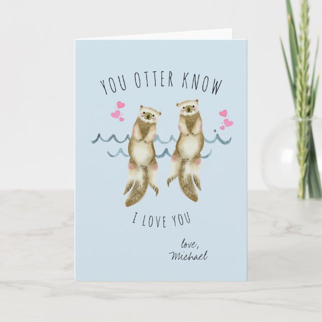 Tarjeta Festiva Otter Love Romántic Valentcard (Anverso)
