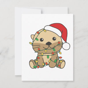Tarjeta Festiva Otter Navidades Animales de invierno Holiday Otter