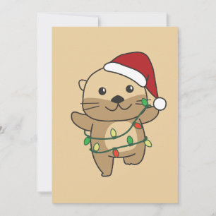 Tarjeta Festiva Otter Navidades Animales de invierno Holiday Otter