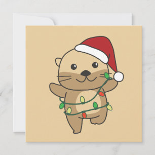 Tarjeta Festiva Otter Navidades Animales de invierno Holiday Otter