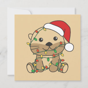 Tarjeta Festiva Otter Navidades Animales de invierno Holiday Otter