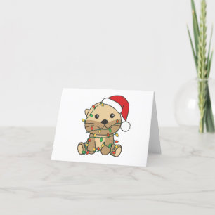 Tarjeta Festiva Otter Navidades Animales de invierno Holiday Otter