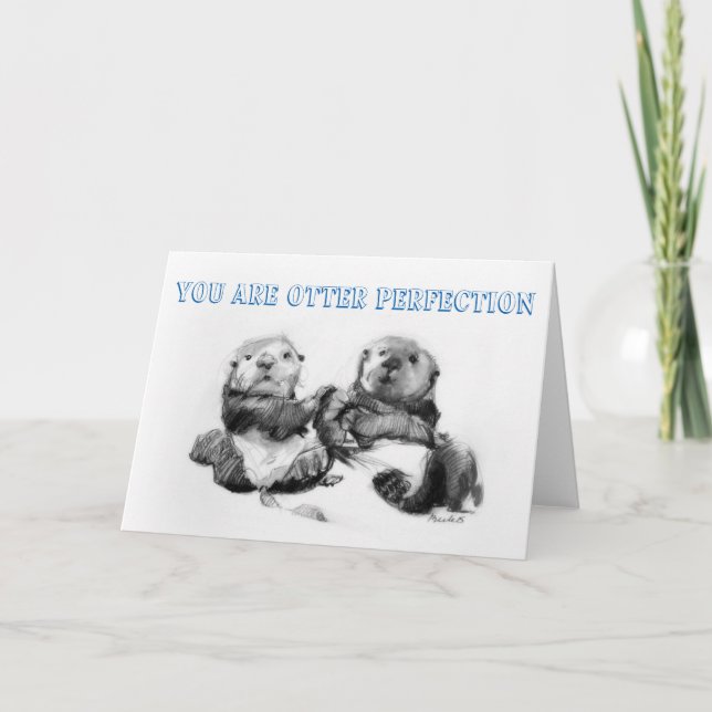 Tarjeta Festiva Otter Perfection Punderful Día de San Valentín (Anverso)