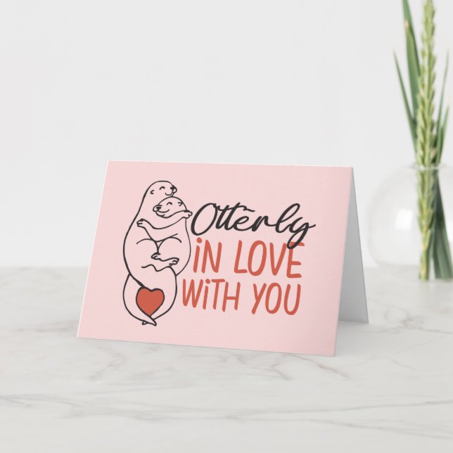 Tarjeta Festiva Otter Pun Funny El día de San Valentín (Anverso)