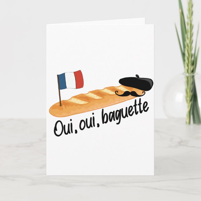 Tarjeta Festiva Oui Oui Baguette - Comida francesa divertida (Anverso)