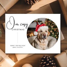 Tarjeta Festiva Our Cozy Christmas Family & Dog Holiday Card