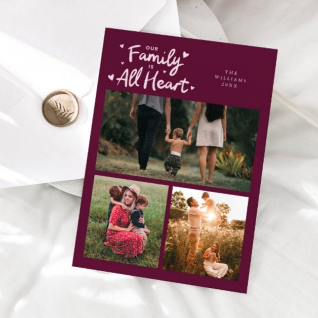 Tarjeta Festiva Our Family Is All Heart Cranberry Valentines Photo (Subido por el creador)