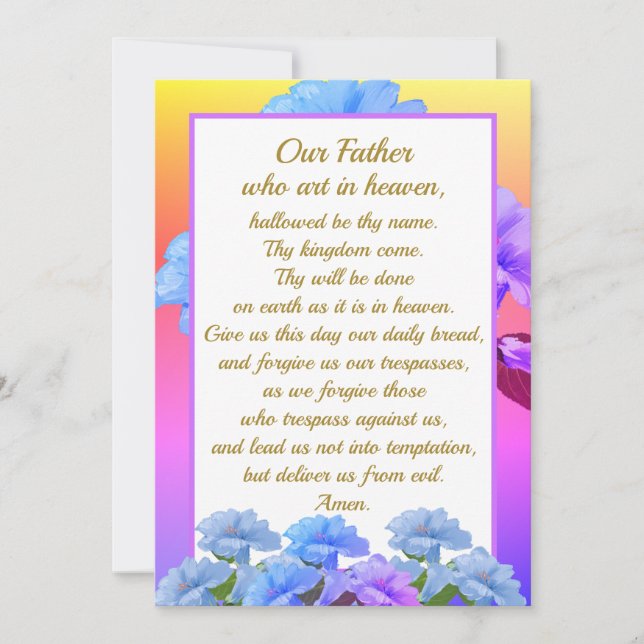 Tarjeta Festiva Our Father Prayer Mathew 6:9-13 Card (Anverso)