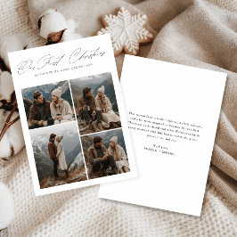 Tarjeta Festiva Our First Christmas 4 Photo Script Newlyweds