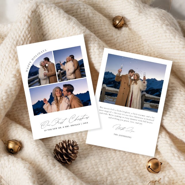 Tarjeta Festiva Our First Christmas Script Winter Mountain 4 Photo (Subido por el creador)