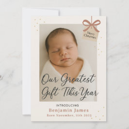 Tarjeta Festiva Our Greatest Gift Baby Announcement Holiday Card