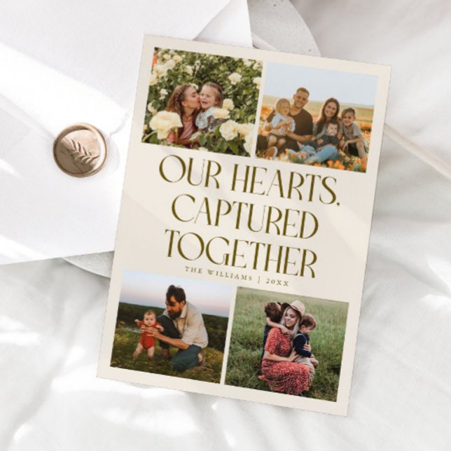 Tarjeta Festiva Our Hearts Cream Multi Photo Valentines Day  (Subido por el creador)