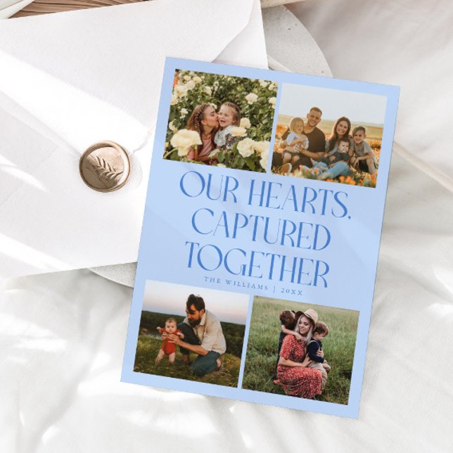 Tarjeta Festiva Our Hearts Icy Blue Multi Photo Valentines Day  (Subido por el creador)