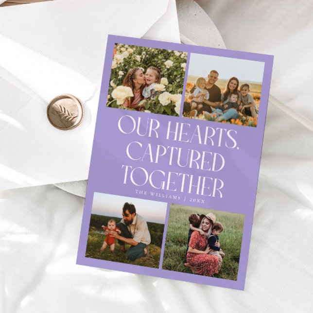 Tarjeta Festiva Our Hearts Lilac Multi Photo Valentines Day  (Subido por el creador)