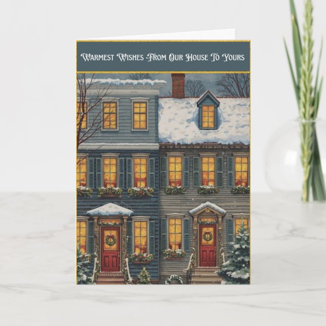 Tarjeta Festiva Our House to Yours Folded Holiday Card (Anverso)