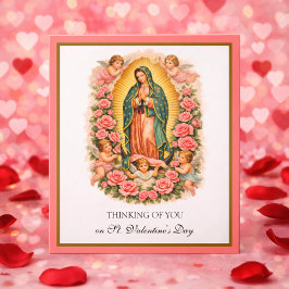 Tarjeta Festiva Our Lady of Guadalupe Mary Angels with Roses 