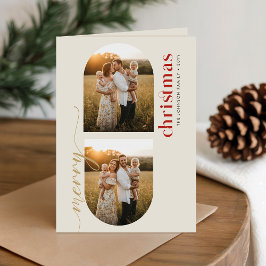 Tarjeta Festiva Outdoor Family Portrait Christmas Photo Folded