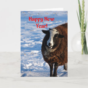 Tarjeta Festiva Oveja de Año Nuevo