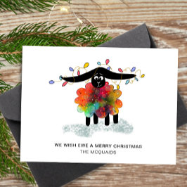 Tarjeta Festiva Oveja festiva con luces Navidades