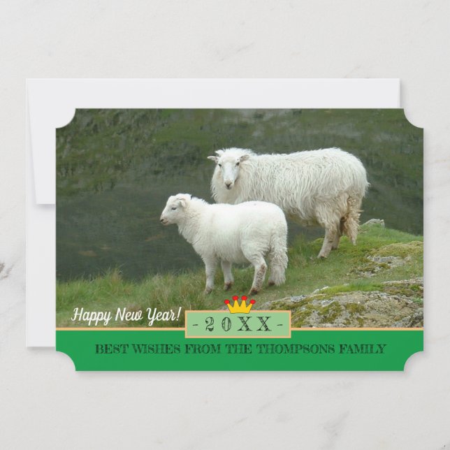 Tarjeta Festiva ¡Oveja y Feliz Año Nuevo! Tarjeta/Agricultores (Anverso)