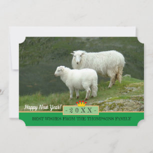 Tarjeta Festiva ¡Oveja y Feliz Año Nuevo! Tarjeta/Agricultores