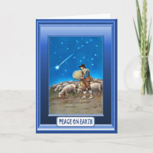 Tarjeta Festiva Ovejas con su pastor