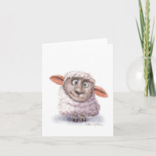 Tarjeta Festiva Ovejas de Dibujos Animados de Algodón