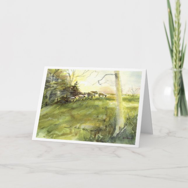 Tarjeta Festiva Ovejas del pueblo de Sturbridge (Anverso)