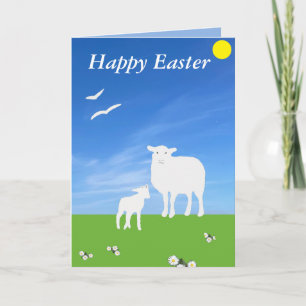 Tarjeta Festiva Ovejas y corderos editable Pascua
