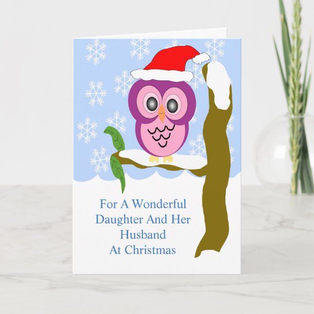 Tarjeta Festiva Owl Daughter Husband Husband Navidades (Anverso)