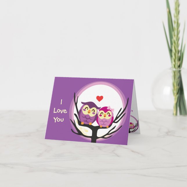 Tarjeta Festiva Owl Love Couple (Anverso)
