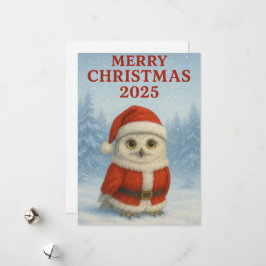 Tarjeta Festiva Owl Merry Christmas 