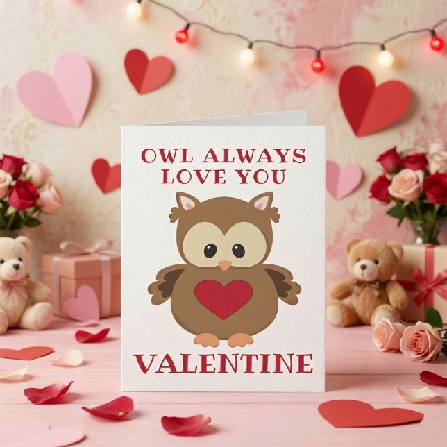 Tarjeta Festiva Owl siempre te quiere, Valentine (Subido por el creador)