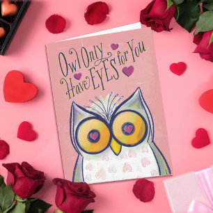 Tarjeta Festiva Owl Solo Tiene Ojos Para Sus Corazones Valentine P