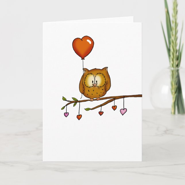 Tarjeta Festiva Owl te ama - regalo de El día de San Valentín (Anverso)