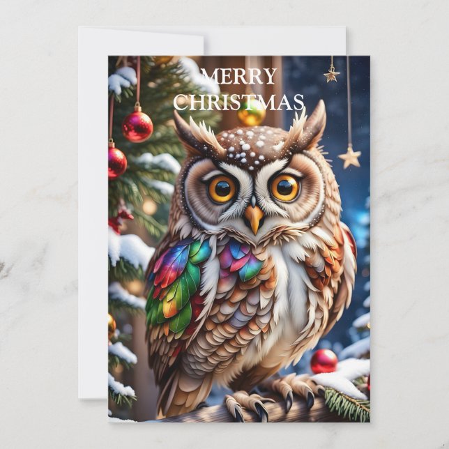 Tarjeta Festiva Owl trae calor y alegría (Anverso)