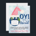 Tarjeta Festiva ¡OY al mundo! Divertidos Navidades pandémicos Hanu<br><div class="desc">Esta divertida tarjeta de vacaciones expresa lo que todos hemos estado sintiendo este año. Presenta una linda imagen de la tierra usando un sombrero de Santa y una máscara facial. La leyenda dice "¡OY! ¡al mundo!" Hay espacio para una breve nota o saludo expresando la esperanza y los mejores deseos...</div>
