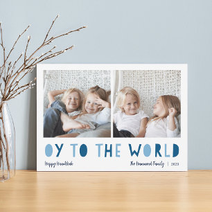 Tarjeta Festiva Oy to the World   2 Foto Hanukkah