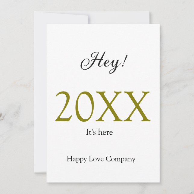 Tarjeta Festiva Oye, es año nuevo añadir año dorado negro simple.  (Anverso)