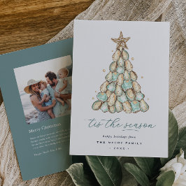 Tarjeta Festiva Oyster Shell Tree Coastal Christmas Photo