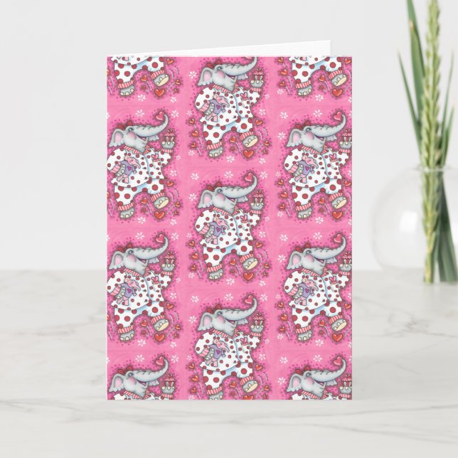 TARJETA FESTIVA PACHIDERÍA SALUDOSA EN PAJAMAS PINCO, CUPCAKE CARD (Anverso)