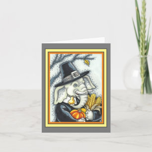 TARJETA FESTIVA PACHIDERMO DE GRACIAS, ELEFANTE DE PILGRIM AGRADEC