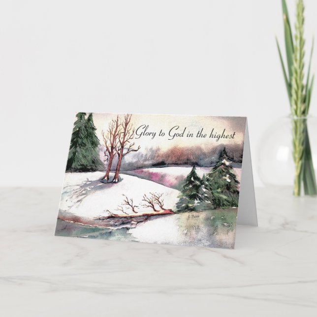 Tarjeta Festiva Pacífica escena invernal (Anverso)