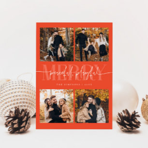 Tarjeta Festiva Pacíficos y dramáticos Navidades rojos merry multi