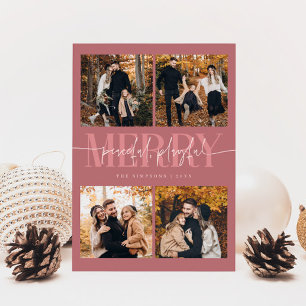 Tarjeta Festiva Pacíficos y juguetones Navidades merry rosados mul