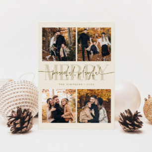 Tarjeta Festiva Pacíficos y lúgubres Navidades beiges multifoto
